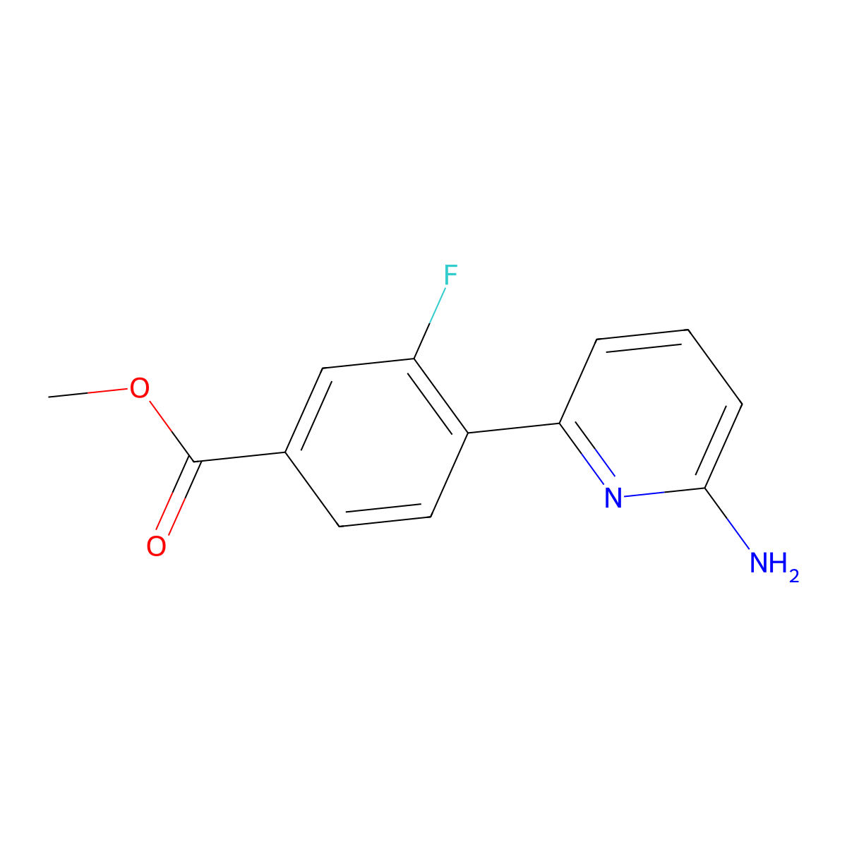 Methyl 4-(6-aminopyridin-2-yl)-3-fluorobenzoate molecular structure, CAS 2068725-50-6