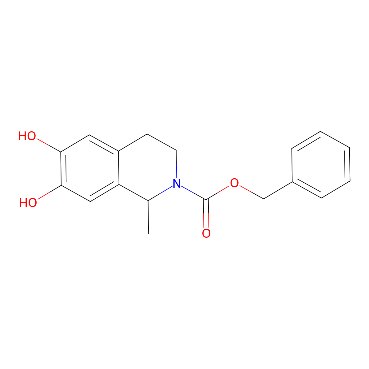 Benzyl 6,7-dihydroxy-1-methyl-1,2,3,4-tetrahydroisoquinoline-2-carboxylate molecular structure, CAS 206874-39-7