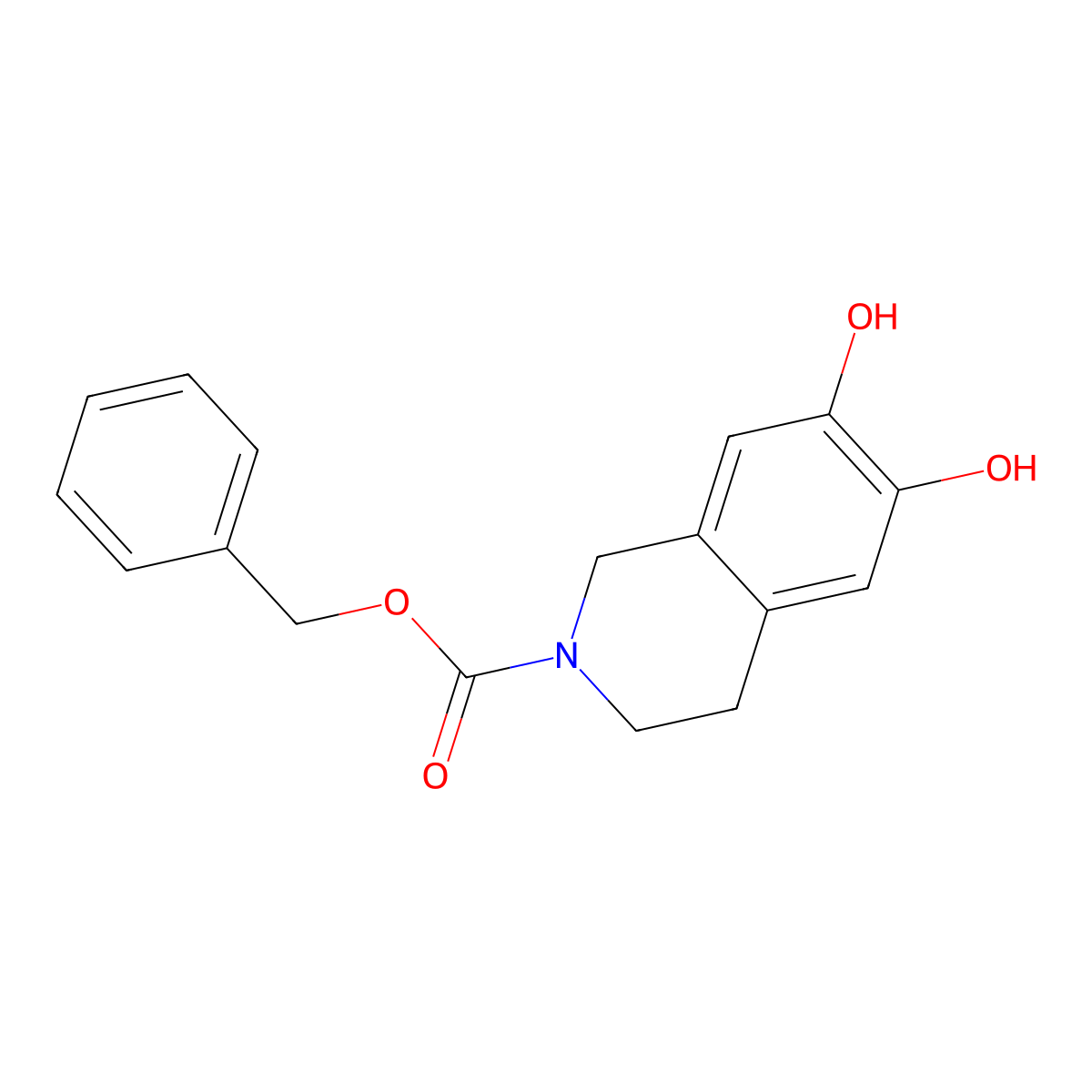 Benzyl 6,7-dihydroxy-1,2,3,4-tetrahydroisoquinoline-2-carboxylate molecular structure, CAS 206874-72-8