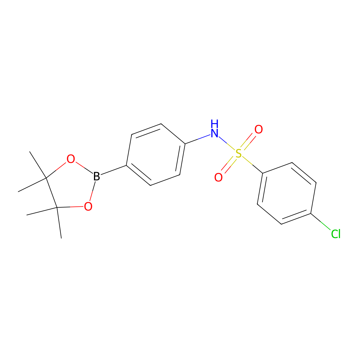 4-chloro-N-[4-(4,4,5,5-tetramethyl-1,3,2-dioxaborolan-2-yl)phenyl]Benzenesulfonamide molecular structure, CAS 2068759-01-1