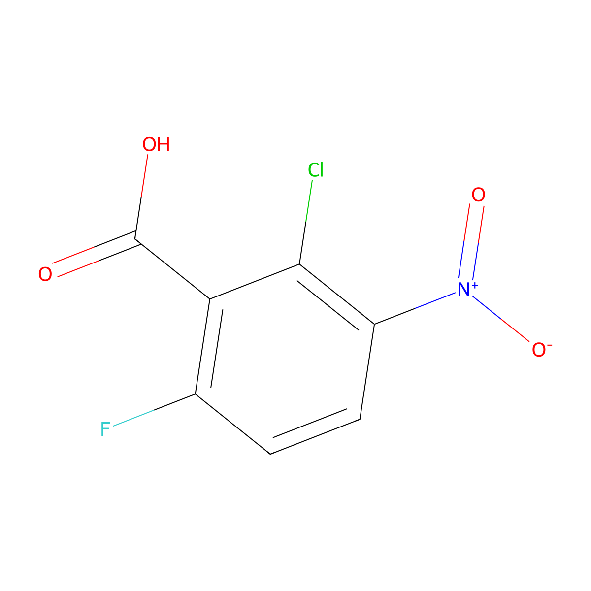 2-Chloro-6-fluoro-3-nitrobenzoic acid molecular structure, CAS 206884-30-2