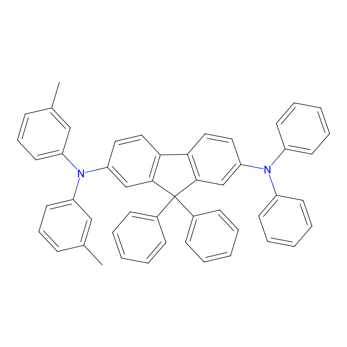 2-N,2-N-bis(3-methylphenyl)-7-N,7-N,9,9-tetraphenylfluorene-2,7-diamine molecular structure, CAS 206886-03-5
