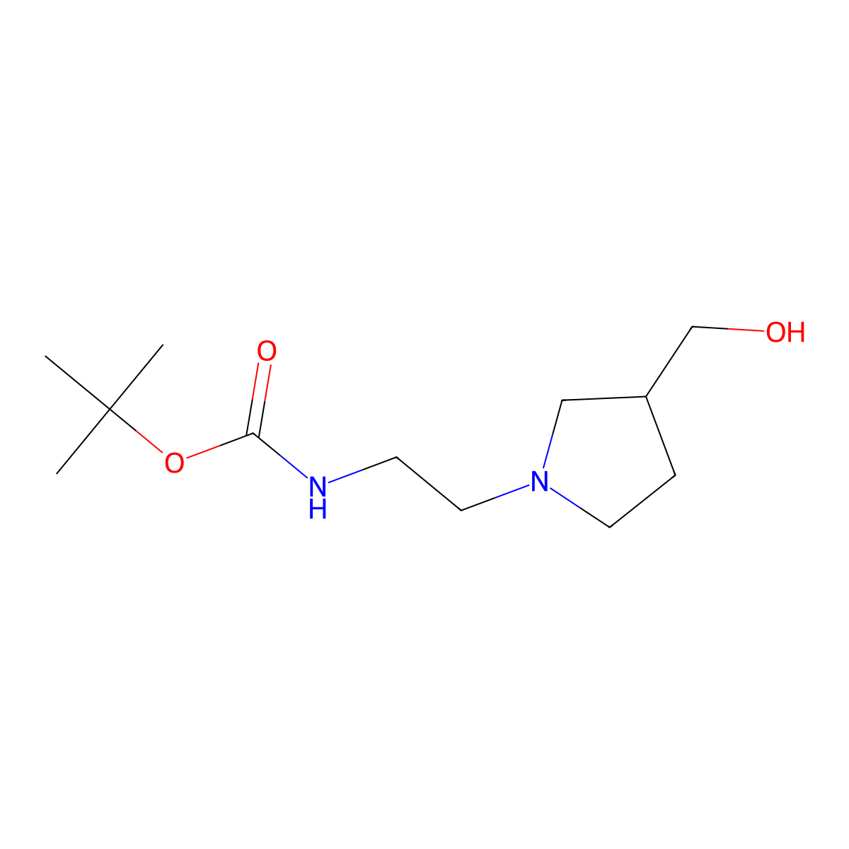 tert-butyl N-{2-[3-(hydroxymethyl)pyrrolidin-1-yl]ethyl}carbamate molecular structure, CAS 2068887-50-1