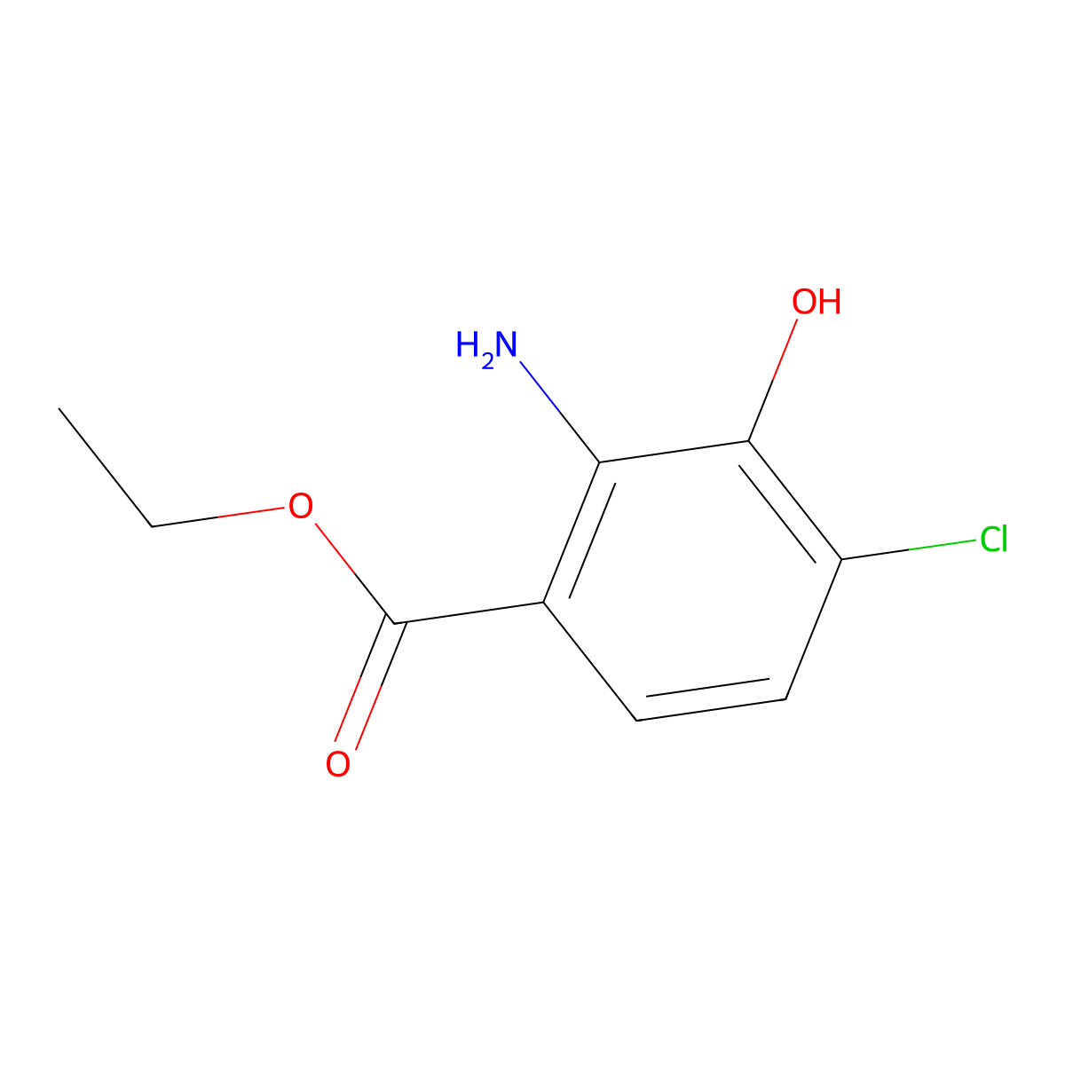 Ethyl 2-amino-4-chloro-3-hydroxybenzoate molecular structure, CAS 20689-67-2