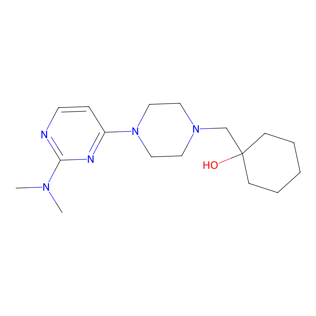 1-({4-[2-(Dimethylamino)pyrimidin-4-yl]piperazin-1-yl}methyl)cyclohexan-1-ol molecular structure, CAS 2069191-26-8
