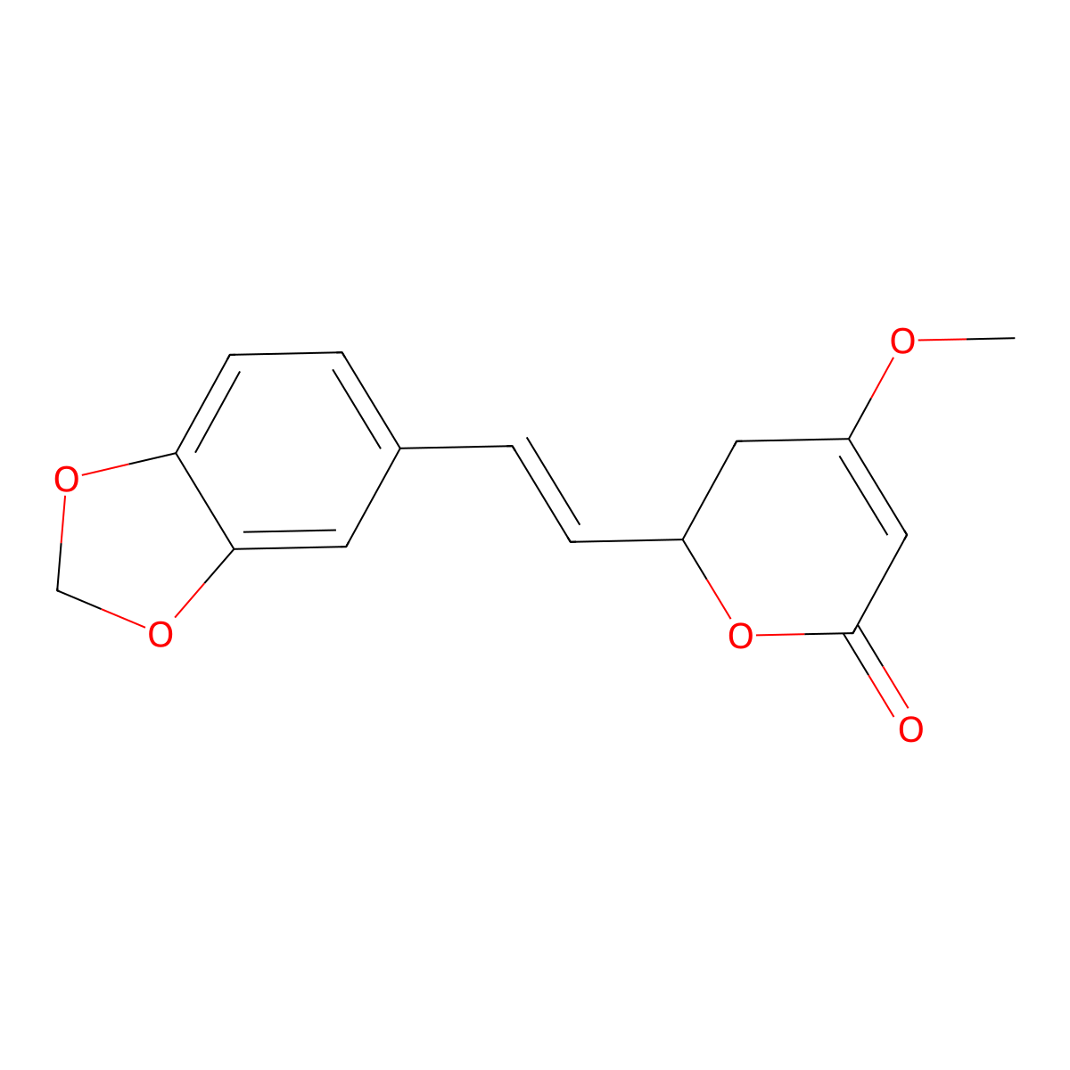 2-[2-(1,3-Benzodioxol-5-yl)ethenyl]-4-methoxy-2,3-dihydropyran-6-one molecular structure, CAS 20697-20-5