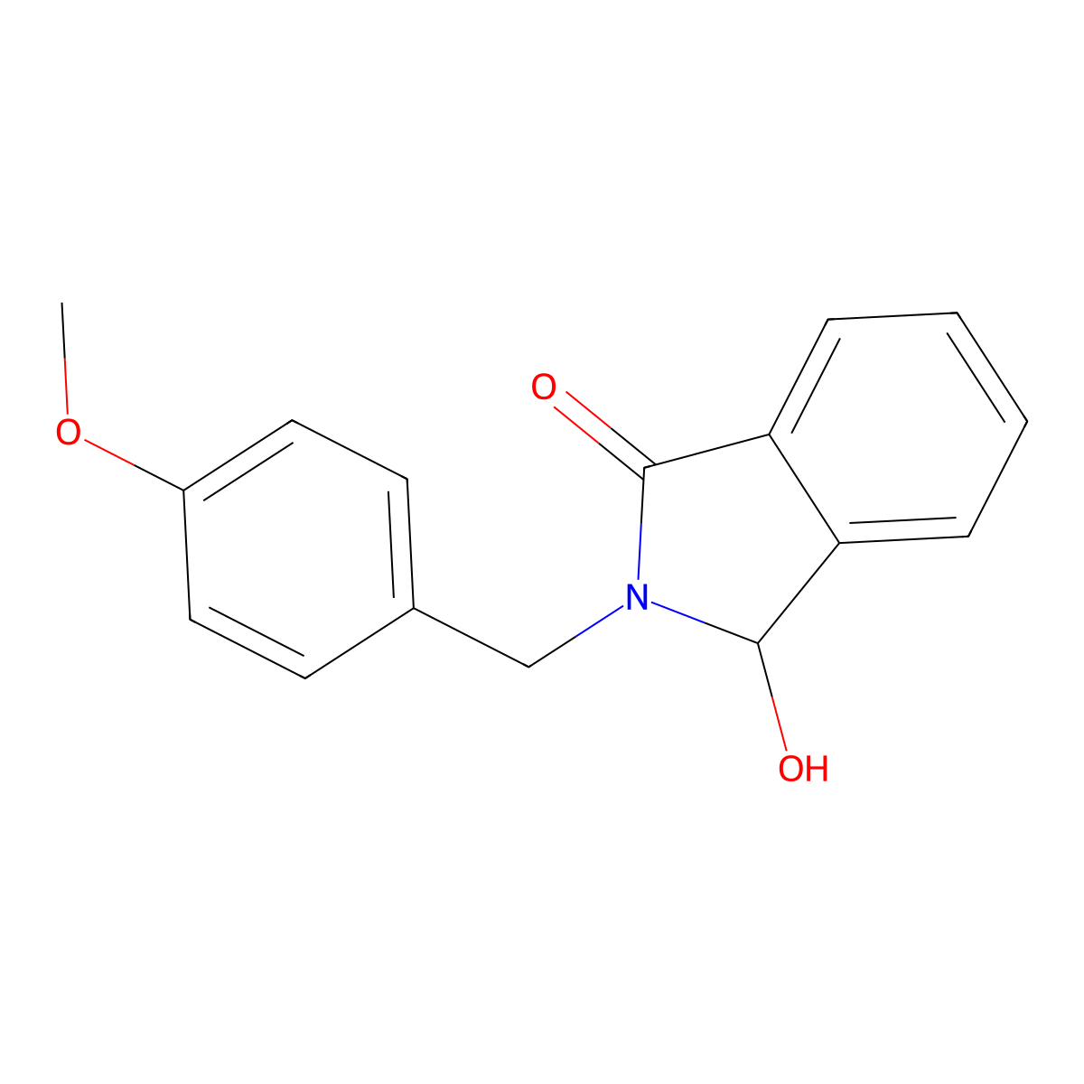 1H-Isoindol-1-one, 2,3-dihydro-3-hydroxy-2-[(4-methoxyphenyl)methyl]- molecular structure, CAS 206977-00-6