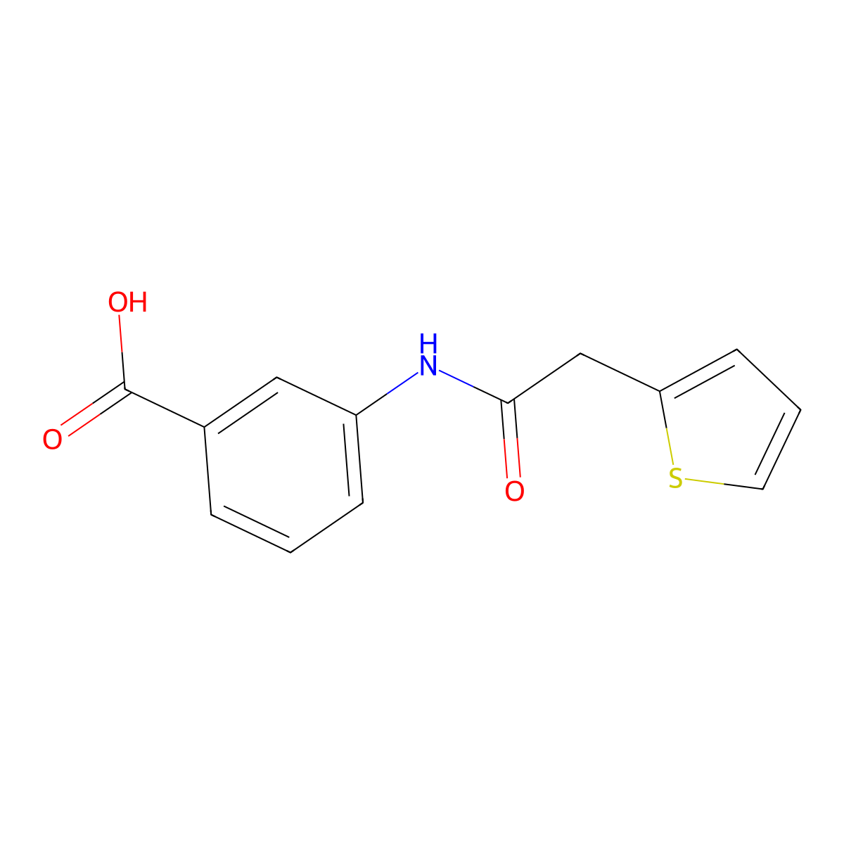 3-(2-(Thiophen-2-yl)acetamido)benzoic acid molecular structure, CAS 206983-05-3