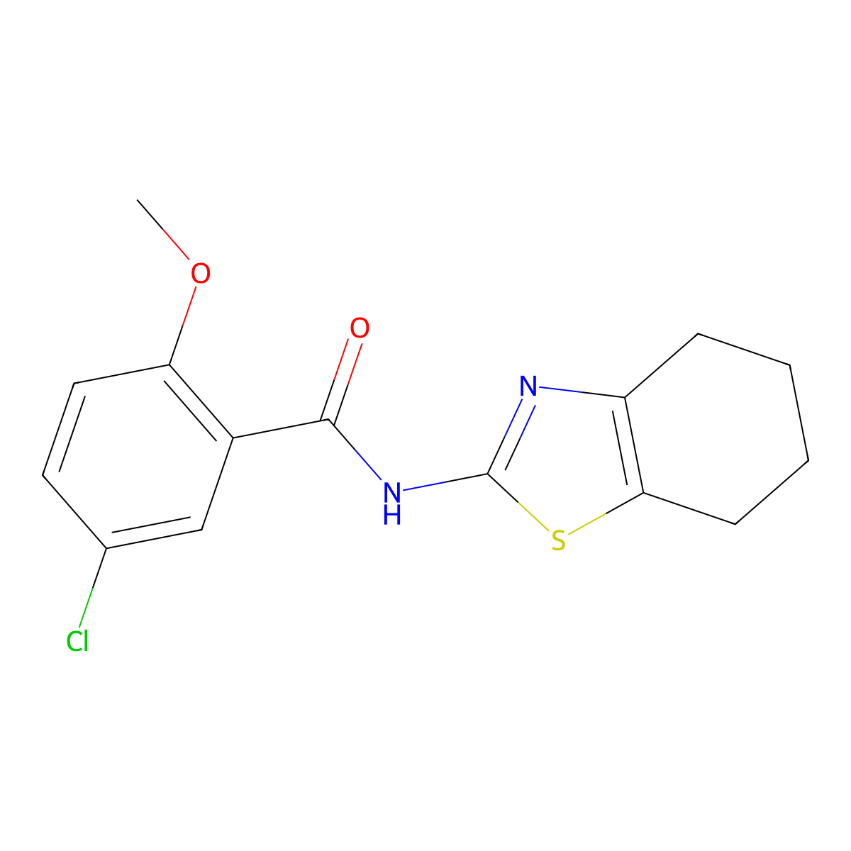 5-chloro-2-methoxy-N-(4,5,6,7-tetrahydro-1,3-benzothiazol-2-yl)benzamide molecular structure, CAS 206983-48-4