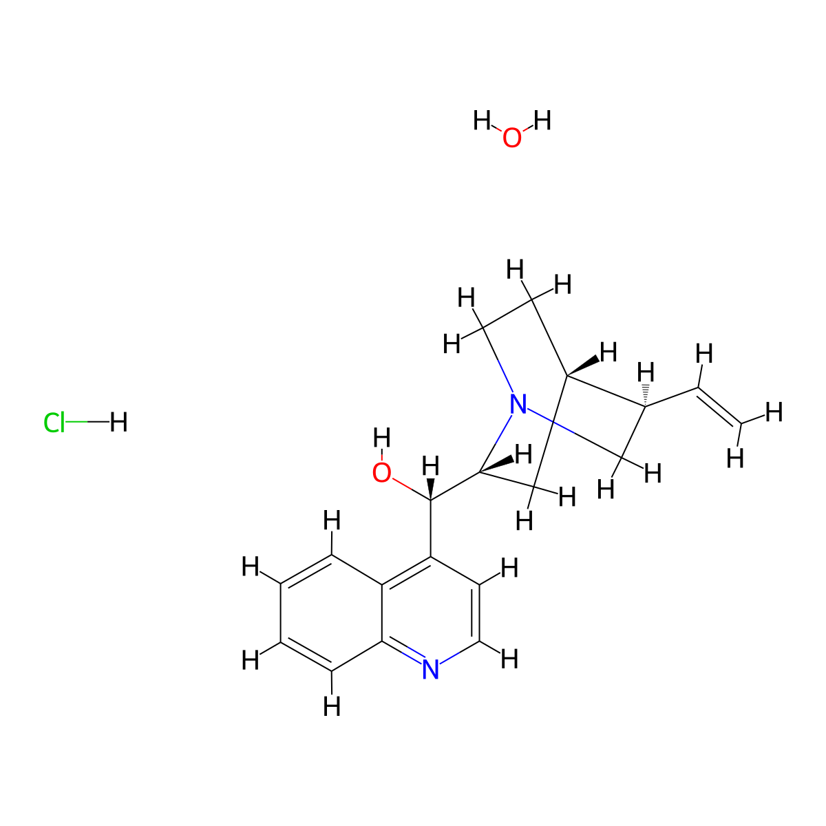 Cinchonine monohydrochloride hydrate molecular structure, CAS 206986-88-1