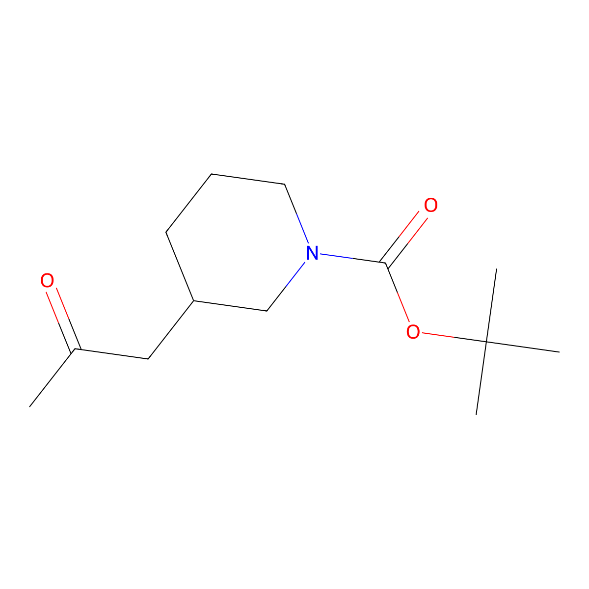 Tert-butyl 3-(2-oxopropyl)piperidine-1-carboxylate molecular structure, CAS 206989-47-1