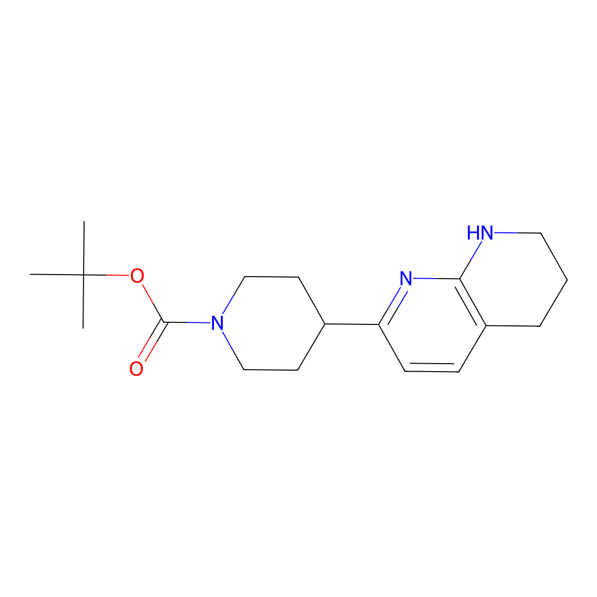 Tert-butyl 4-(5,6,7,8-tetrahydro-1,8-naphthyridin-2-yl)piperidine-1-carboxylate molecular structure, CAS 206989-63-1