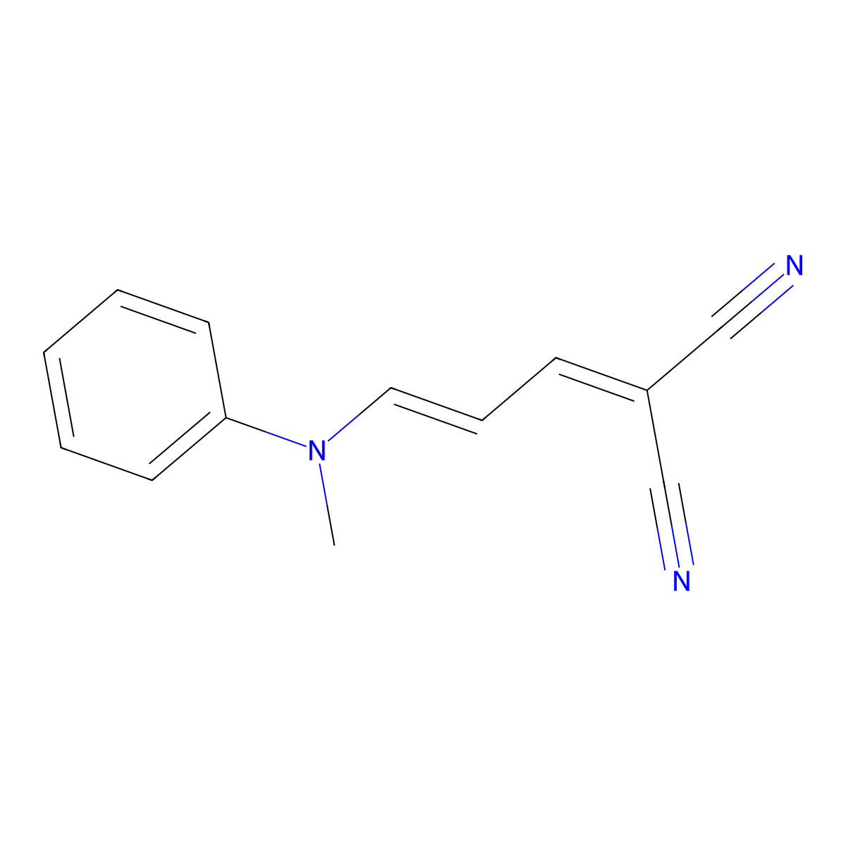Propanedinitrile, [3-(methylphenylamino)-2-propenylidene]- molecular structure, CAS 20699-47-2