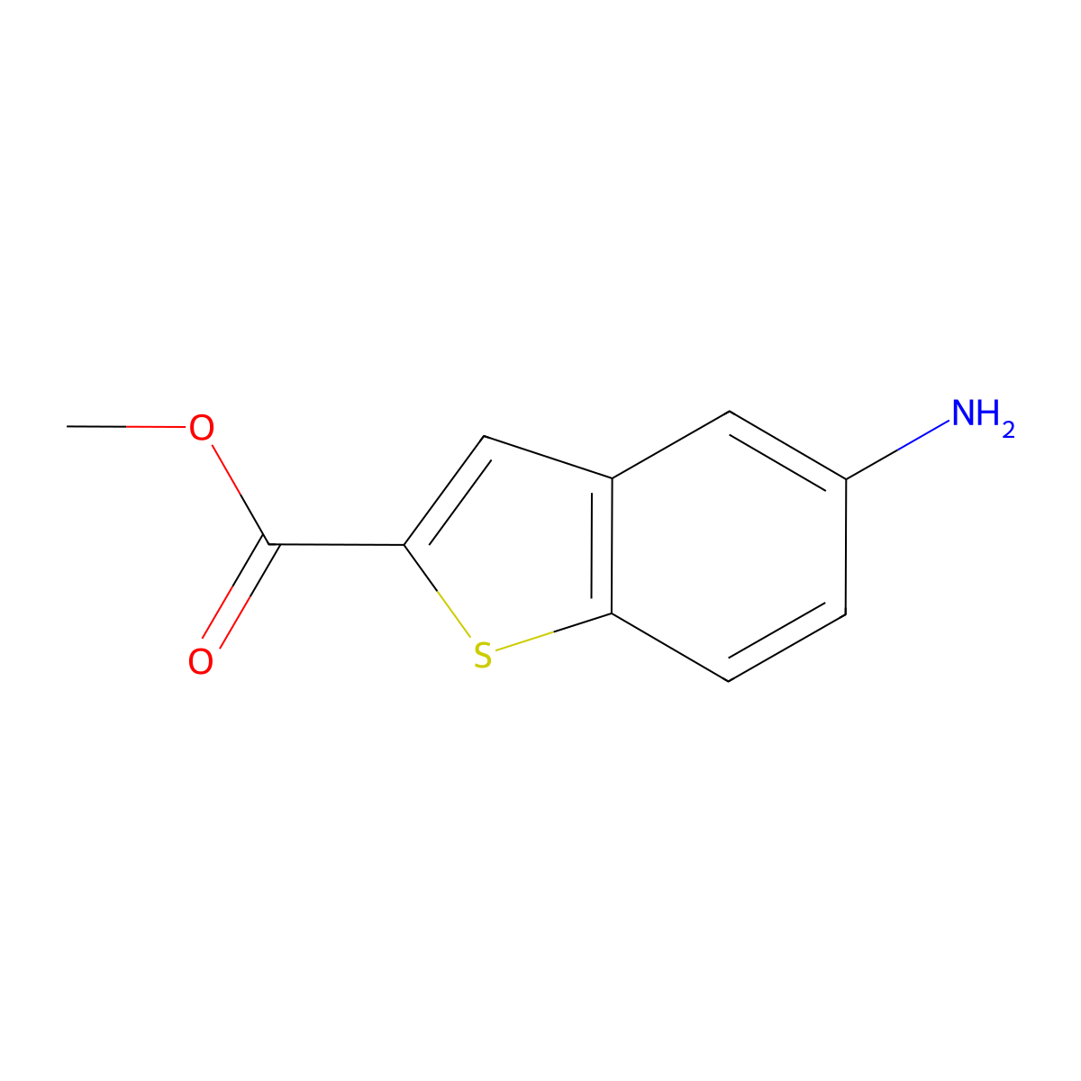 Methyl 5-amino-1-benzothiophene-2-carboxylate molecular structure, CAS 20699-85-8