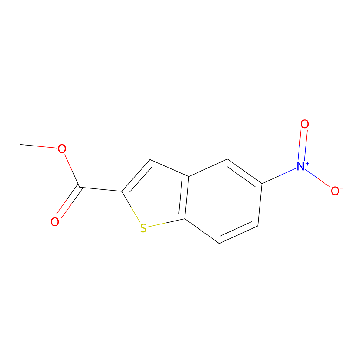 Methyl 5-nitro-1-benzothiophene-2-carboxylate molecular structure, CAS 20699-86-9