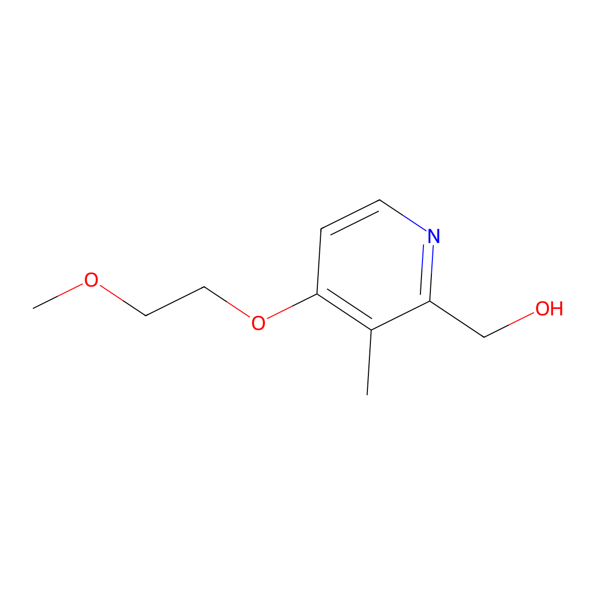 2-Pyridinemethanol, 4-(2-methoxyethoxy)-3-methyl- molecular structure, CAS 206990-53-6