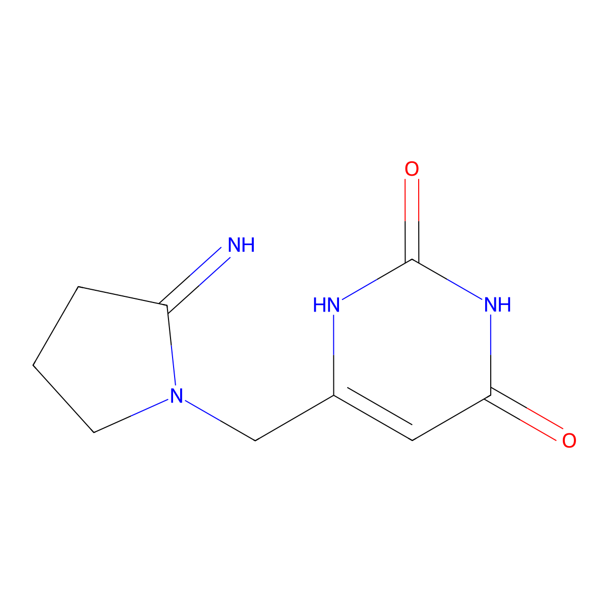6-((2-Iminopyrrolidin-1-yl)methyl)pyrimidine-2,4(1H,3H)-dione (Tipiracil Impurity) molecular structure, CAS 2069937-25-1