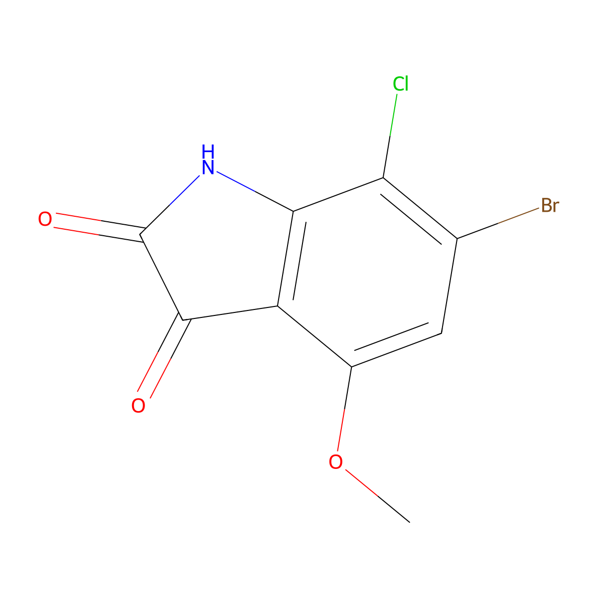 6-Bromo-7-chloro-4-methoxyindoline-2,3-dione molecular structure, CAS 2069942-54-5