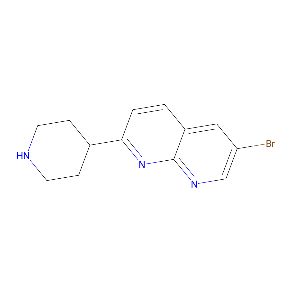 4-(6-Bromo-[1,8]naphthyridin-2-yl)piperidine molecular structure, CAS 206997-17-3