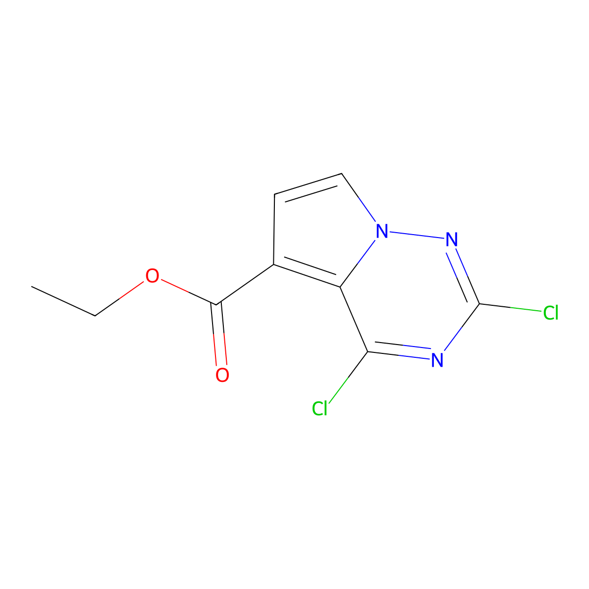 Ethyl 2,4-dichloropyrrolo[2,1-f][1,2,4]triazine-5-carboxylate molecular structure, CAS 2069971-89-5