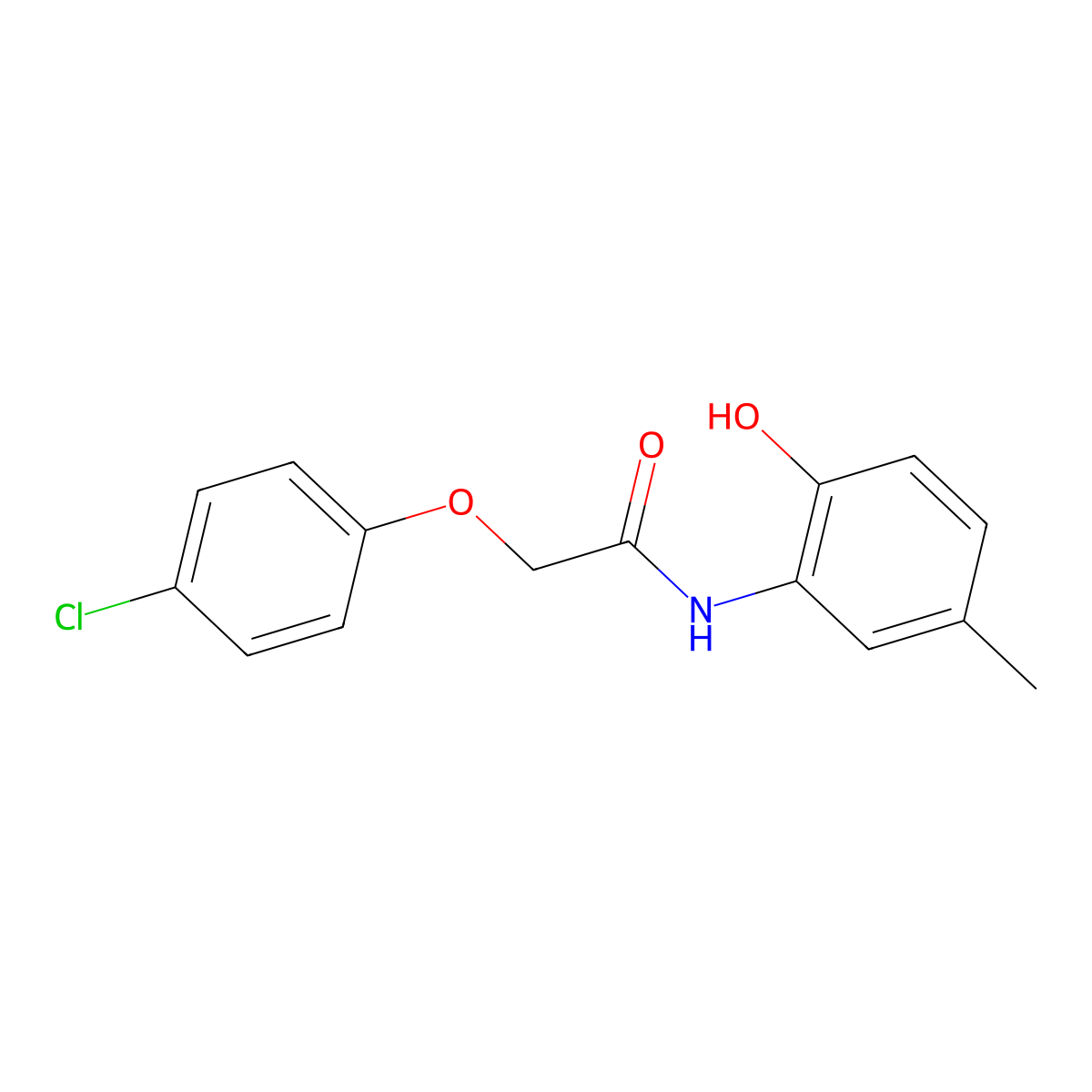 2-(4-chlorophenoxy)-N-(2-hydroxy-5-methylphenyl)acetamide molecular structure, CAS 206999-33-9