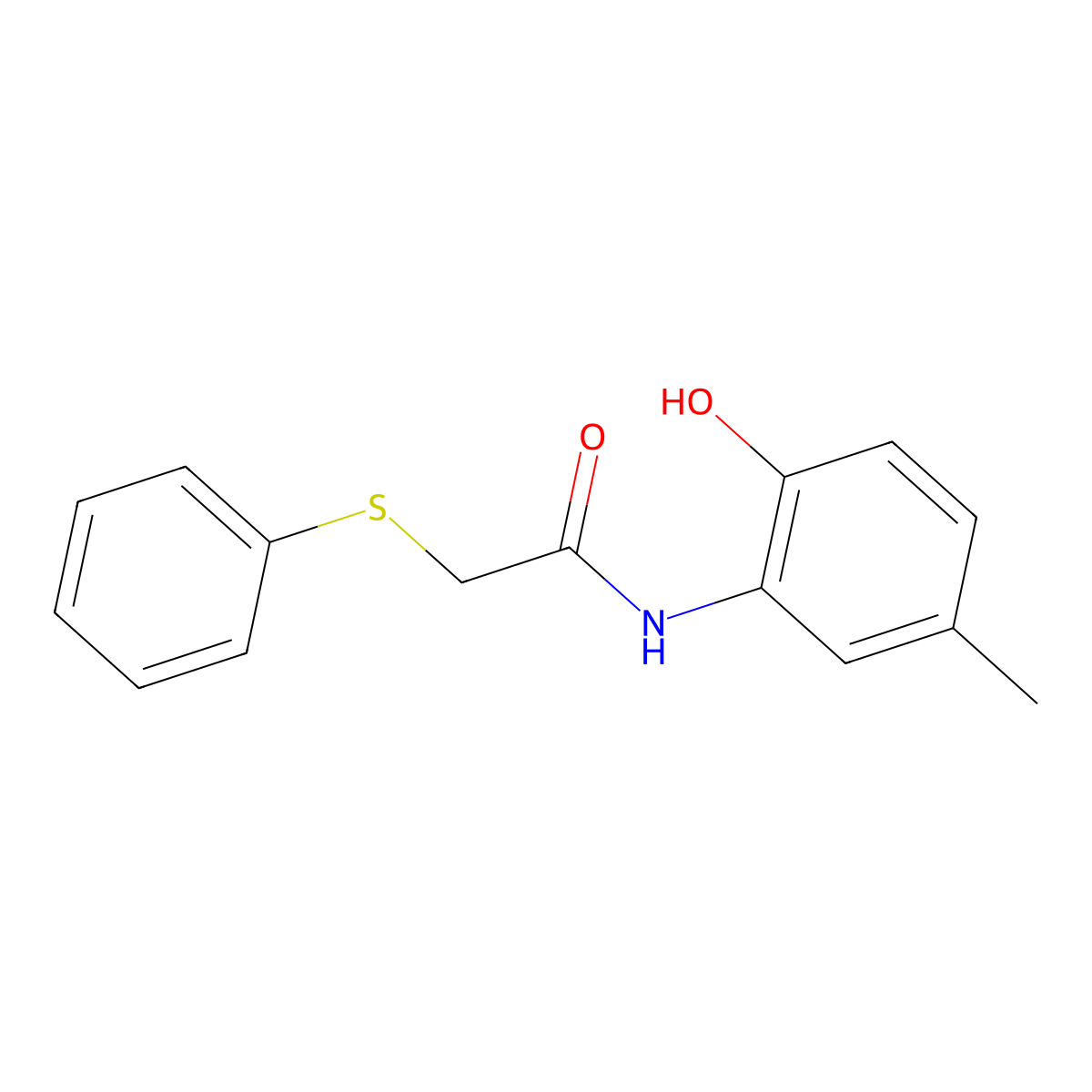 N-(2-hydroxy-5-methylphenyl)-2-(phenylsulfanyl)acetamide molecular structure, CAS 206999-36-2