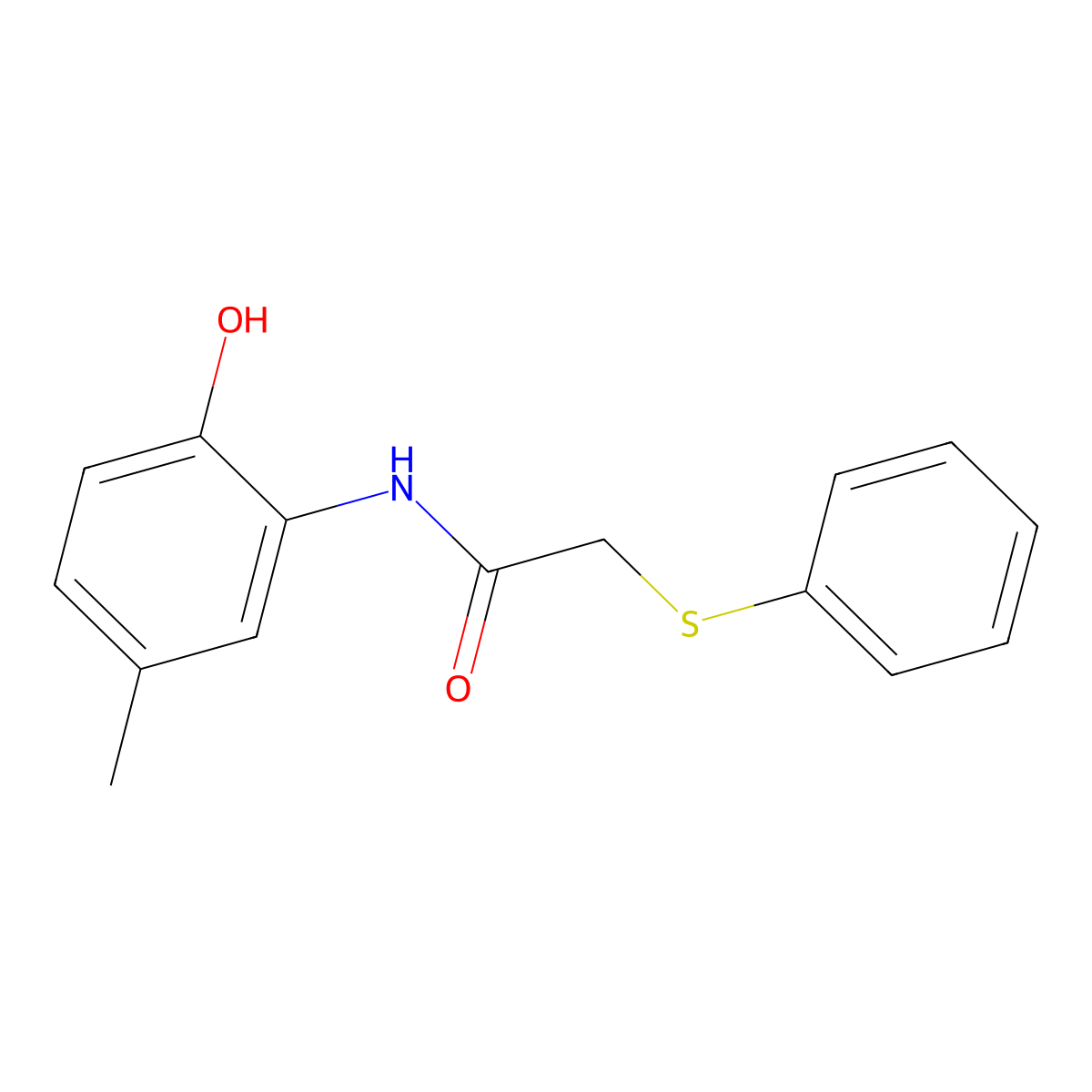 N-(2-hydroxy-5-methylphenyl)-2-(phenylsulfanyl)acetamide molecular structure, CAS 206999-36-2
