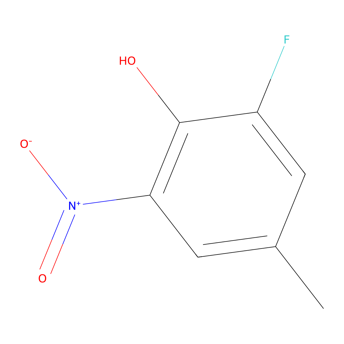 2-Fluoro-4-methyl-6-nitrophenol molecular structure, CAS 2070-43-1