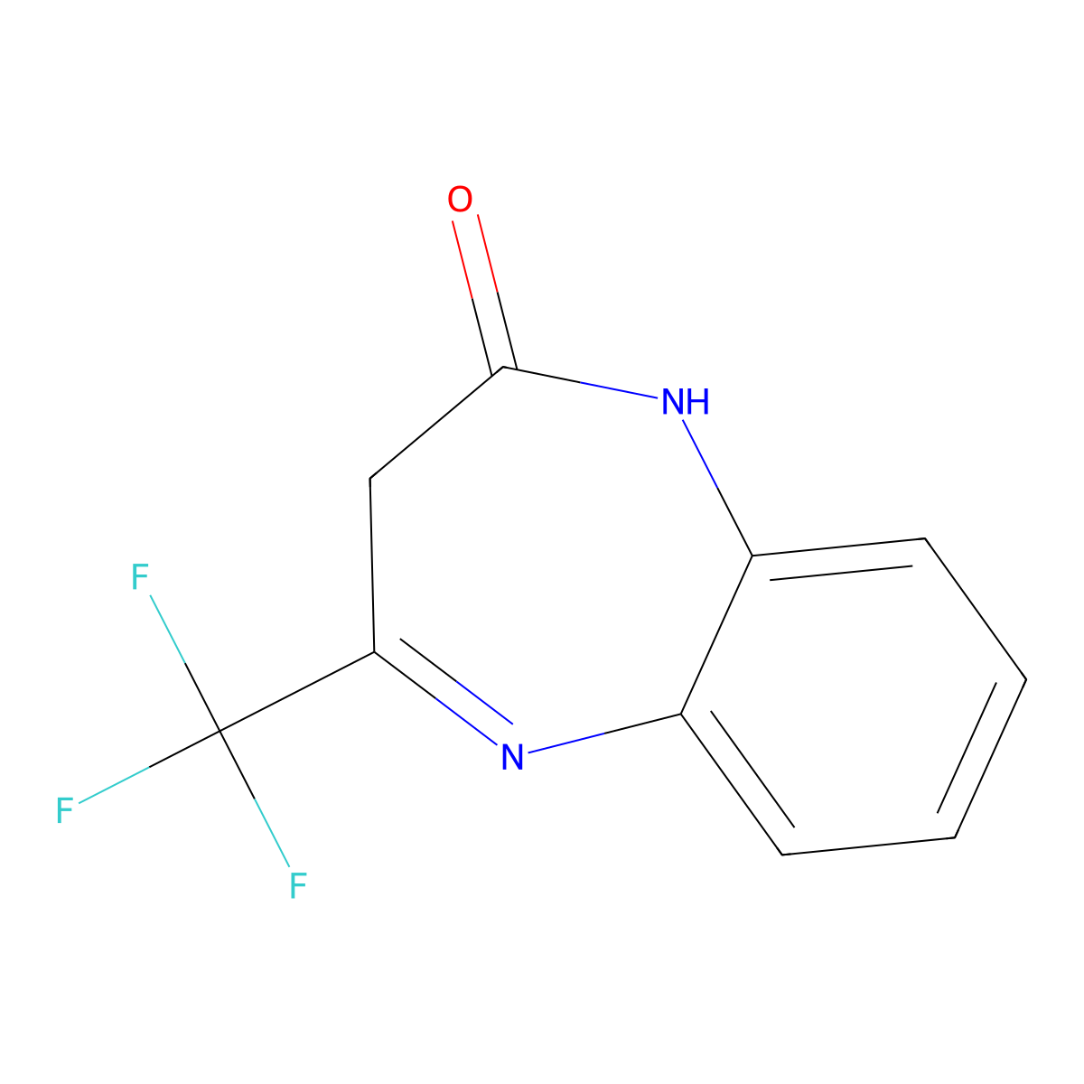 1,3-Dihydro-4-(trifluoromethyl)-2H-1,5-benzodiazepin-2-one molecular structure, CAS 2070-87-3