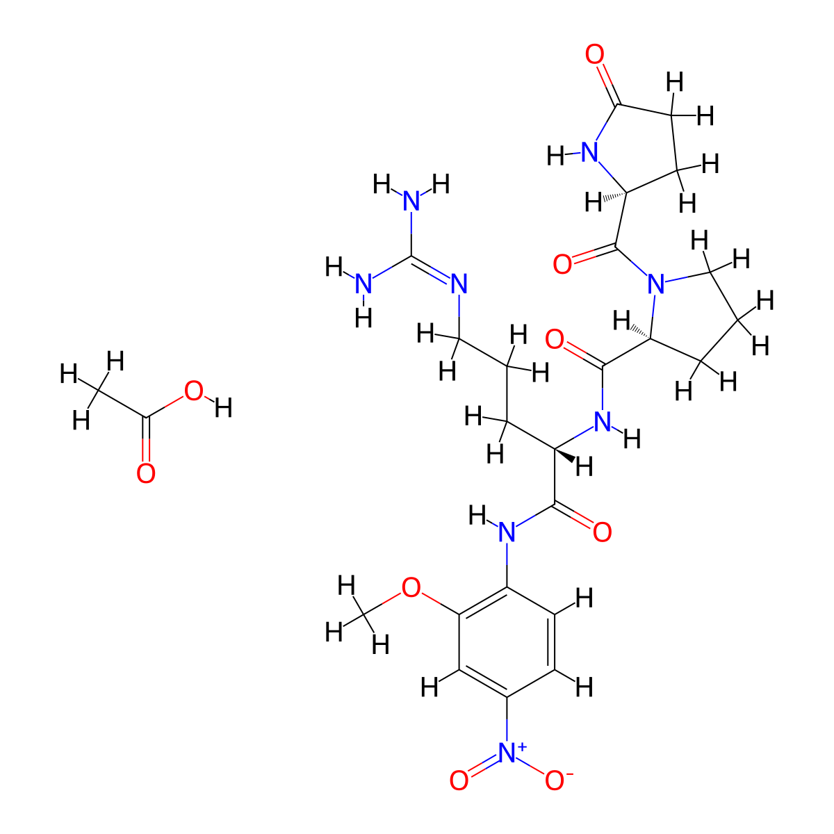 pGlu-Pro-Arg-MNA (monoacetate) molecular structure, CAS 2070009-26-4