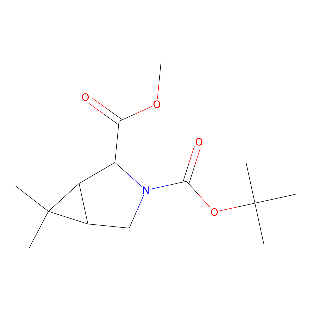 3-(1,1-Dimethylethyl) 2-methyl (1S,2S,5R)-6,6-dimethyl-3-azabicyclo[3.1.0]hexane-2,3-dicarboxylate molecular structure, CAS 2070009-50-4