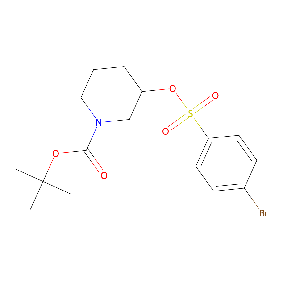 (S)-tert-butyl 3-(((4-bromophenyl)sulfonyl)oxy)piperidine-1-carboxylate molecular structure, CAS 2070009-69-5