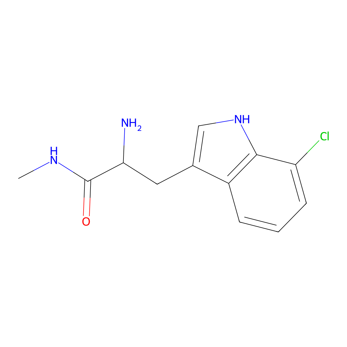 2-amino-3-(7-chloro-1H-indol-3-yl)-N-methylpropanamide molecular structure, CAS 2070014-71-8