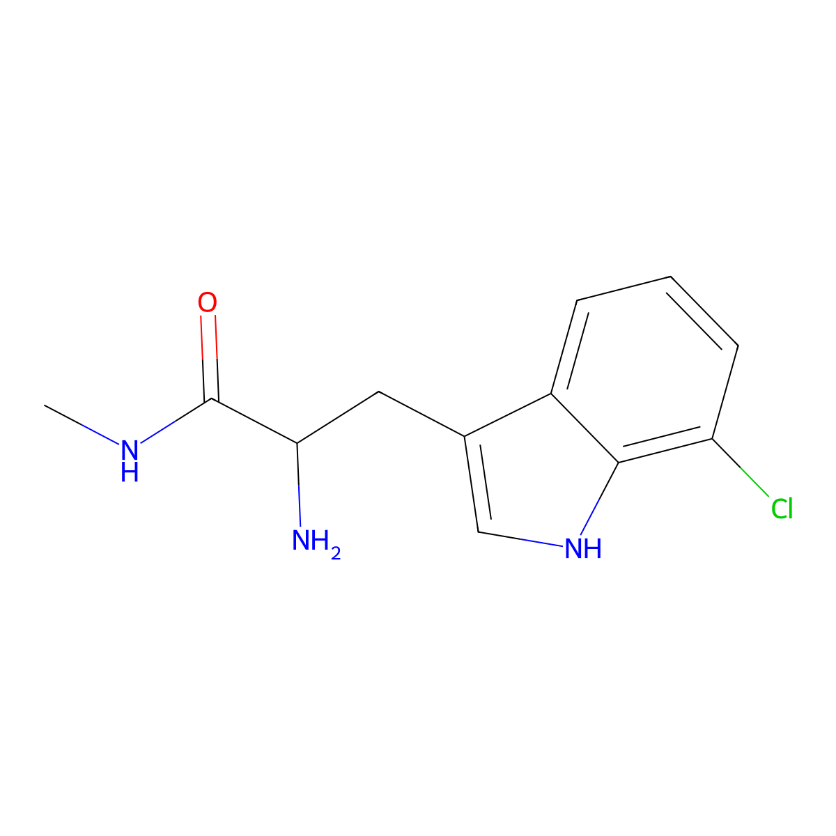 2-amino-3-(7-chloro-1H-indol-3-yl)-N-methylpropanamide molecular structure, CAS 2070014-71-8