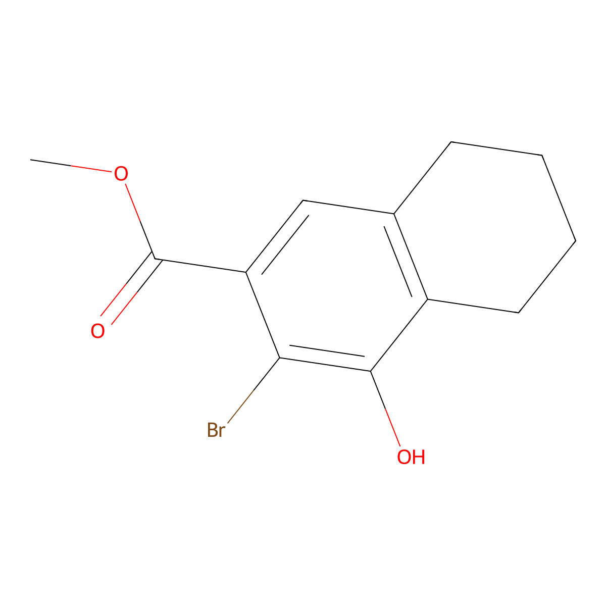 Methyl 3-bromo-4-hydroxy-5,6,7,8-tetrahydronaphthalene-2-carboxylate molecular structure, CAS 2070014-76-3