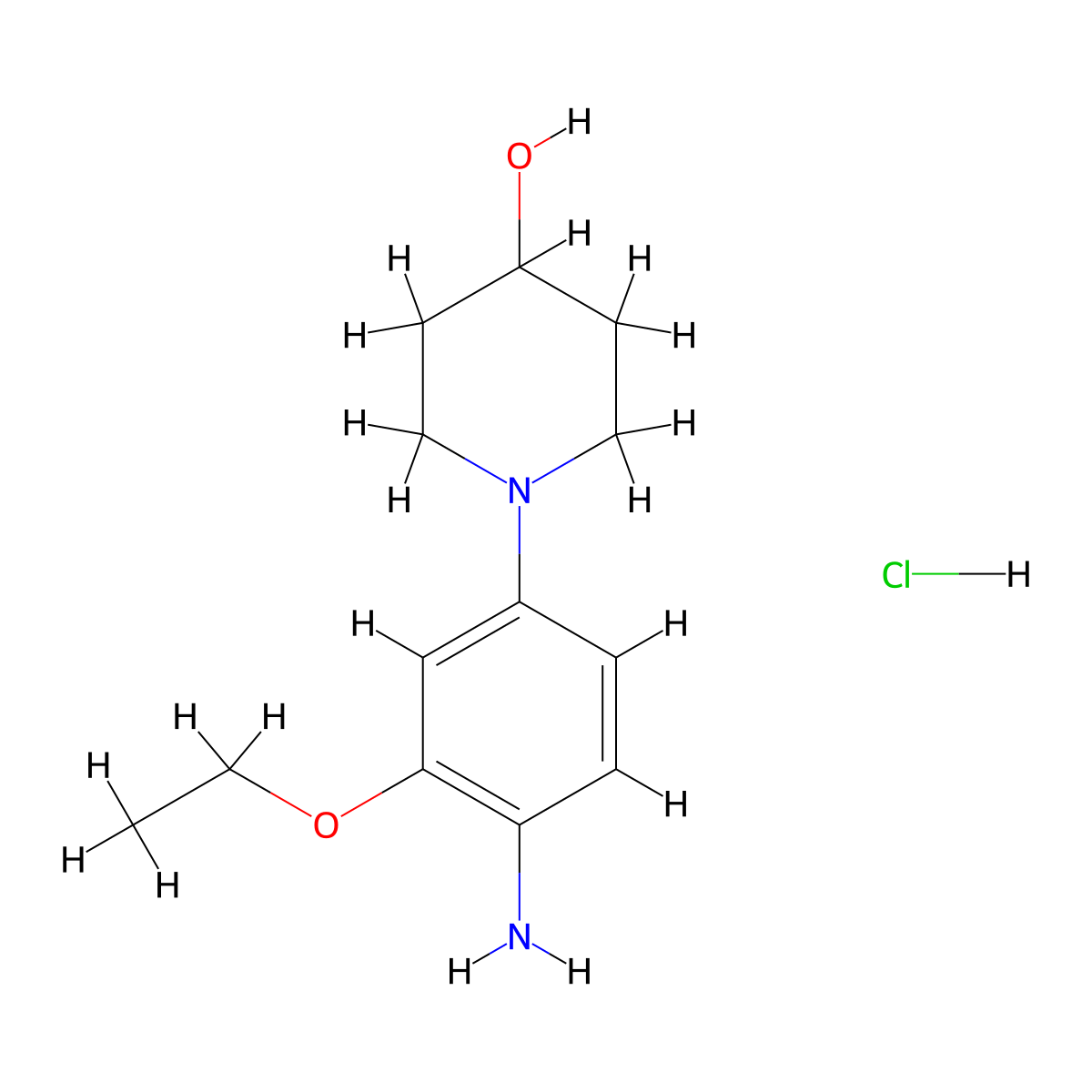 1-(4-aMino-3-ethoxyphenyl)piperidin-4-ol (hydrochloride) molecular structure, CAS 2070014-79-6