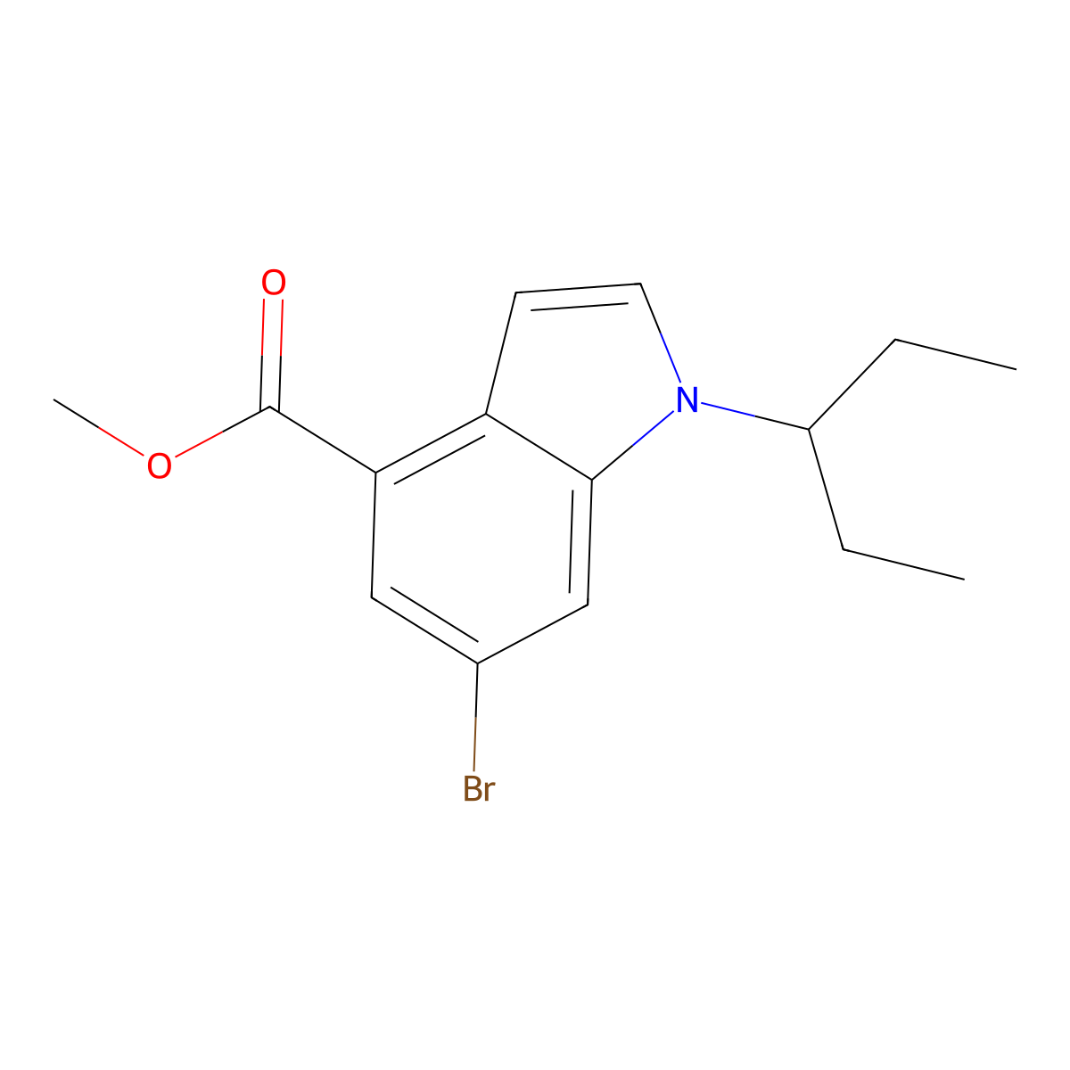 methyl 6-bromo-1-(pentan-3-yl)-1H-indole-4-carboxylate molecular structure, CAS 2070014-80-9