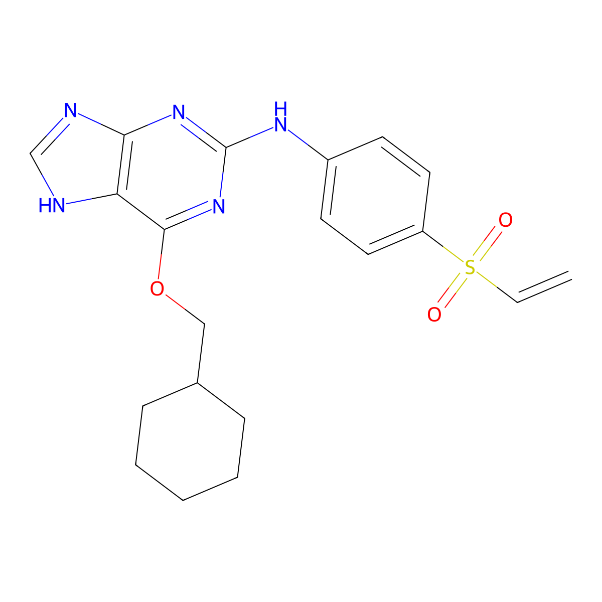 6-(cyclohexylmethoxy)-N-(4-ethenylsulfonylphenyl)-7H-purin-2-amine molecular structure, CAS 2070015-09-5