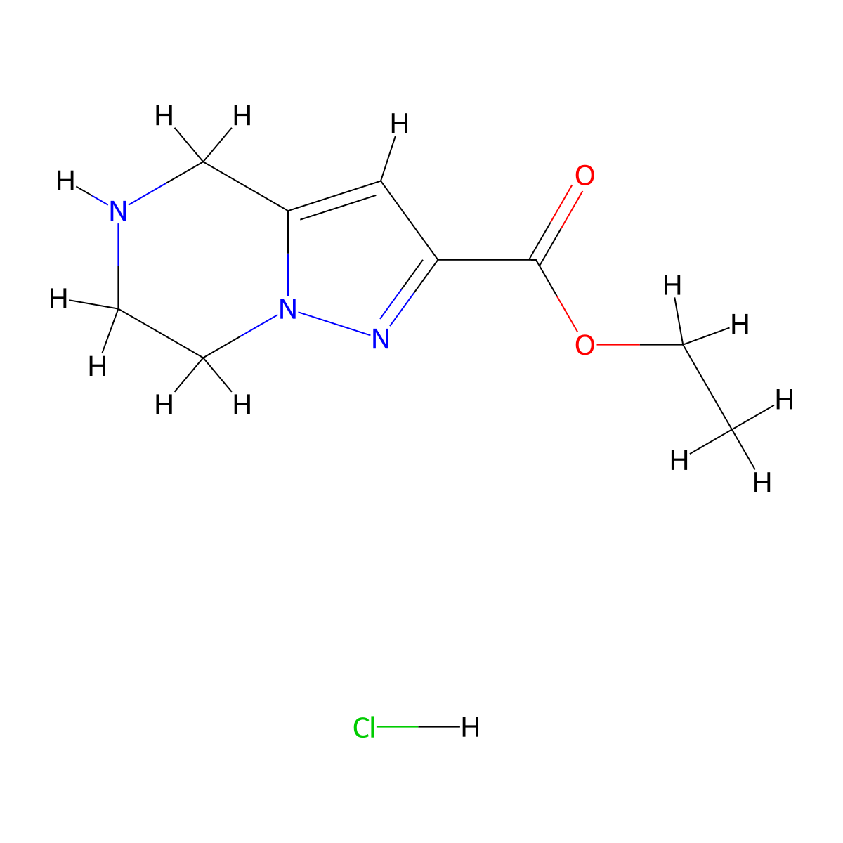 ethyl 4H,5H,6H,7H-pyrazolo(1,5-a)pyrazine-2-carboxylate hydrochloride molecular structure, CAS 2070015-34-6
