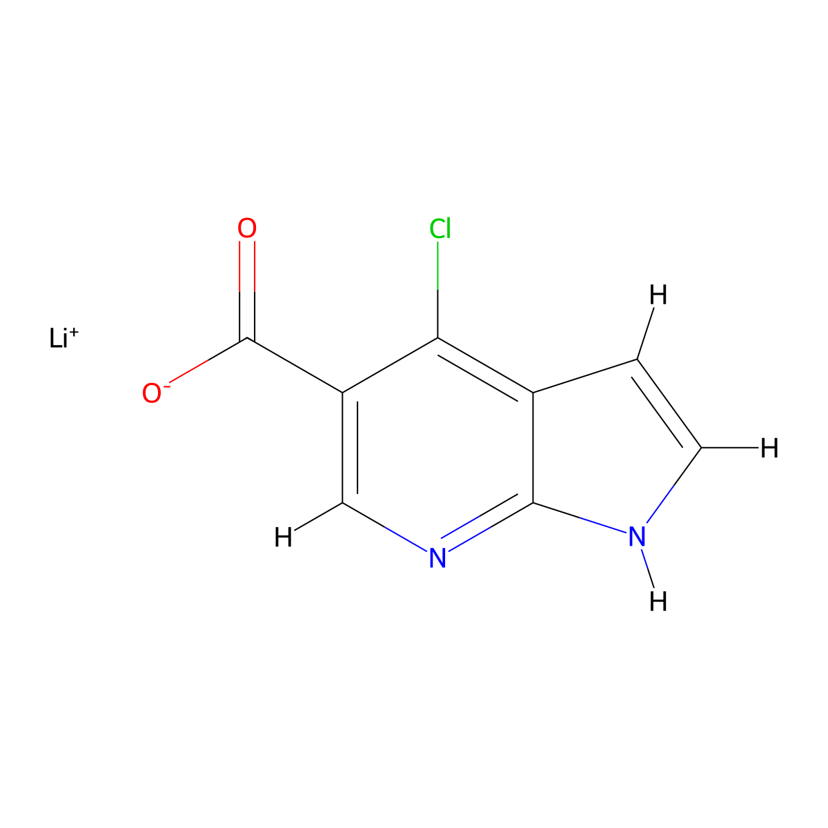 lithium 4-chloro-1H-pyrrolo[2,3-b]pyridine-5-carboxylate molecular structure, CAS 2070015-37-9