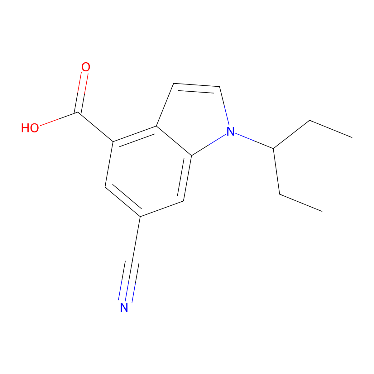 6-cyano-1-(pentan-3-yl)-1H-indole-4-carboxylic acid molecular structure, CAS 2070015-43-7