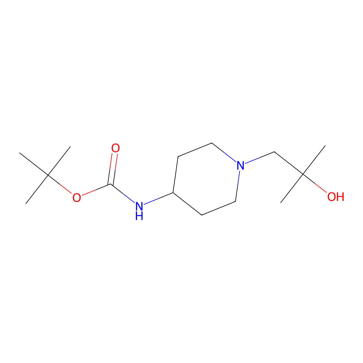 tert-butyl N-[1-(2-hydroxy-2-methylpropyl)piperidin-4-yl]carbamate molecular structure, CAS 2070185-31-6