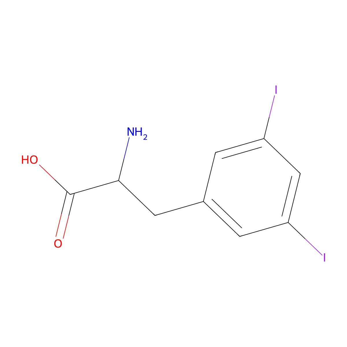 (S)-2-Amino-3-(3,5-diiodophenyl)propanoic acid molecular structure, CAS 20704-71-6