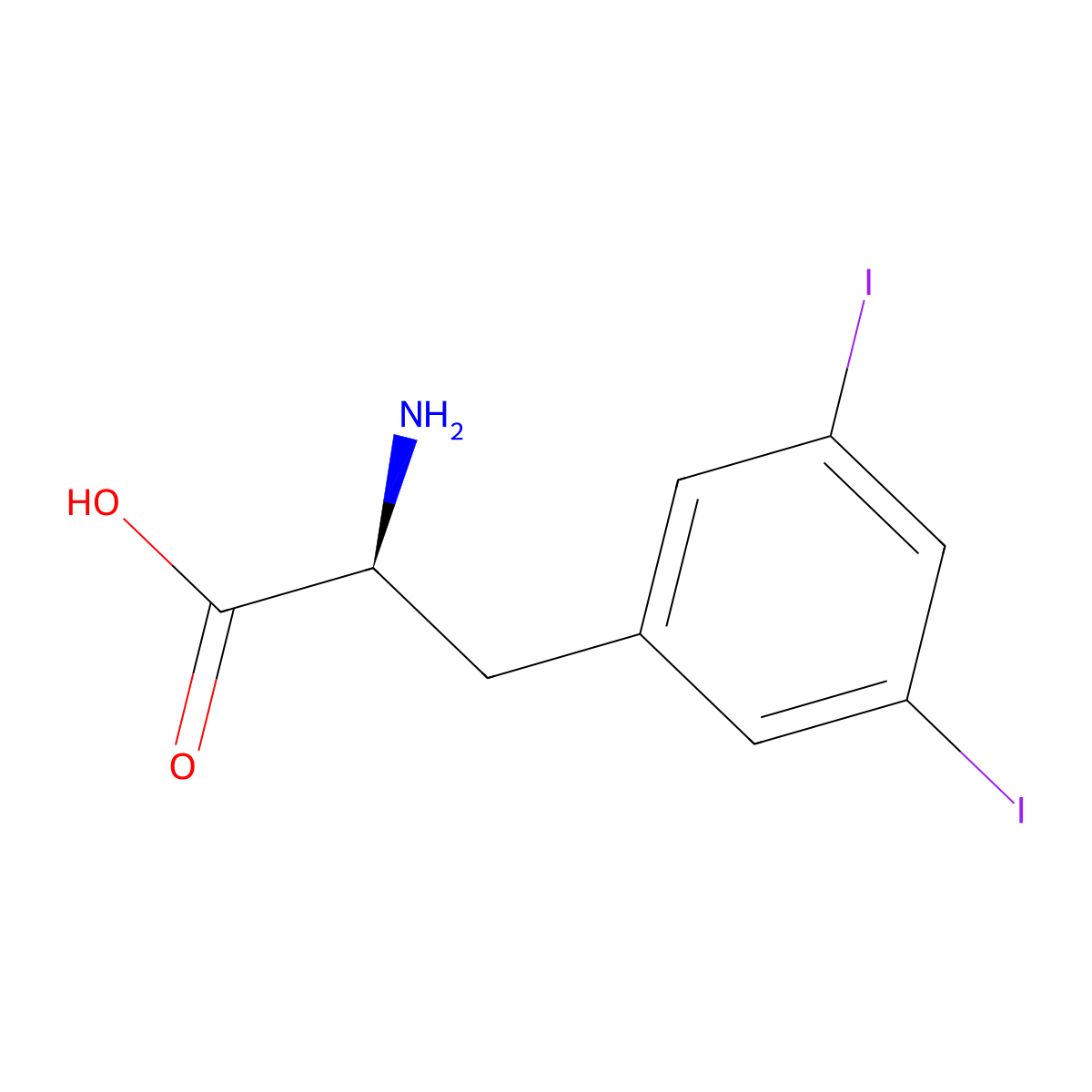 (S)-2-Amino-3-(3,5-diiodophenyl)propanoic acid molecular structure, CAS 20704-71-6