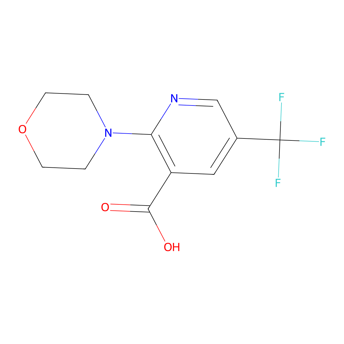 2-Morpholin-4-yl-5-(trifluoromethyl)pyridine-3-carboxylic acid molecular structure, CAS 2070855-99-9