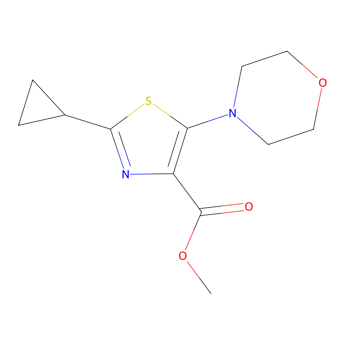 Methyl 2-cyclopropyl-5-morpholinothiazole-4-carboxylate molecular structure, CAS 2070857-25-7