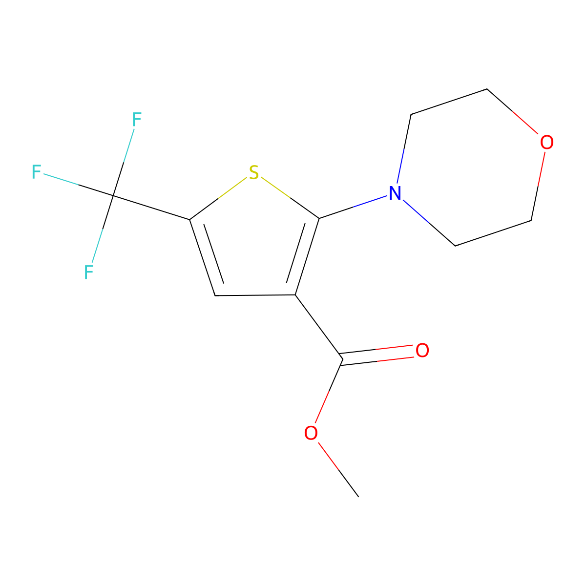 Methyl 2-morpholino-5-(trifluoromethyl)thiophene-3-carboxylate molecular structure, CAS 2070857-36-0