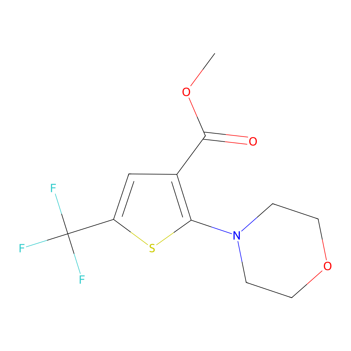 Methyl 2-morpholino-5-(trifluoromethyl)thiophene-3-carboxylate molecular structure, CAS 2070857-36-0