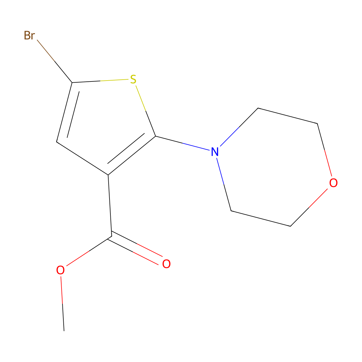 Methyl 5-bromo-2-morpholinothiophene-3-carboxylate molecular structure, CAS 2070857-37-1