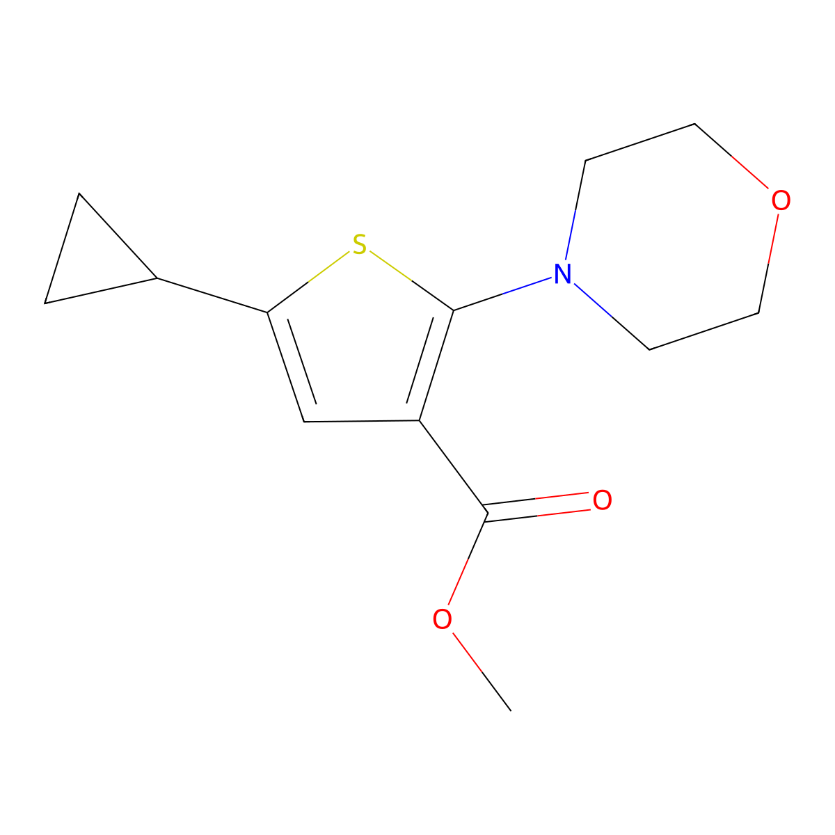 Methyl 5-cyclopropyl-2-morpholinothiophene-3-carboxylate molecular structure, CAS 2070857-38-2